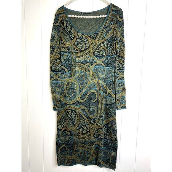 Peruvian Connection Long Sleeve Scoop Neckline Knee Length Knit Dress Size Small - Picture 1 of 7